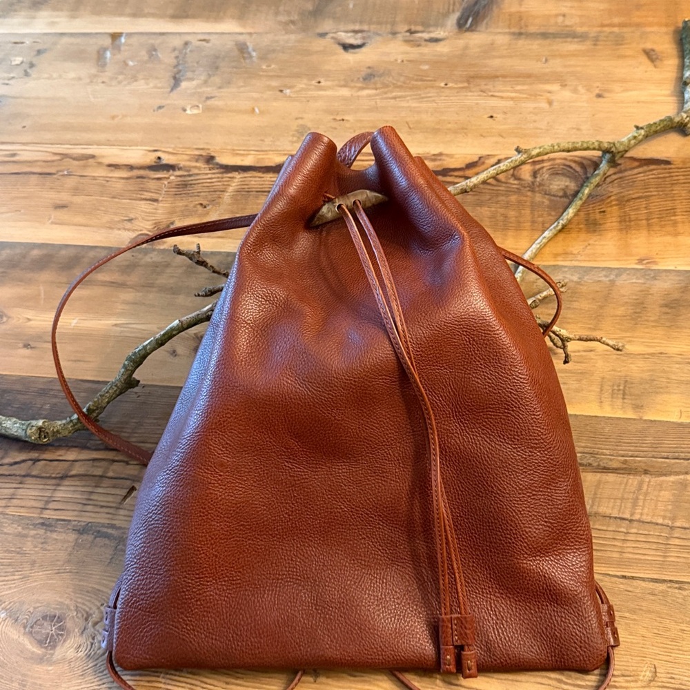Lucky Brown Leather Drawstring Backpack - Picture 6 of 6